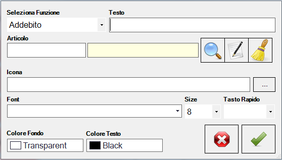 funzione addebito inserimento articolo