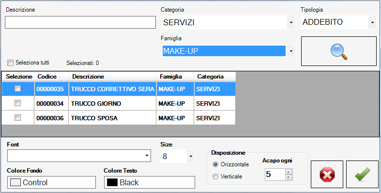 inserimento multiplo di pulsanti con filtri