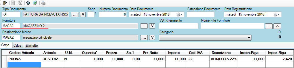 fattura di acquisto di uno stesso prodotto da fornitori diversi e con prezzi diversi