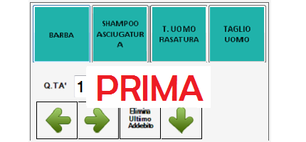 menu prima dell'addebito aggiunto