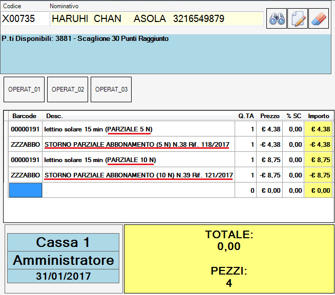 storno da più abbonamenti