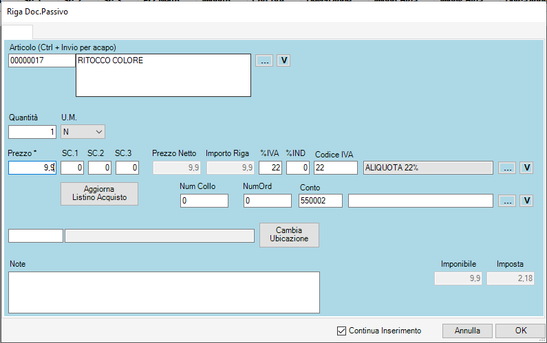CREAZIONE ARTICOLO 00000017
