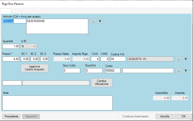 CREAZIONE ARTICOLO PROVA4