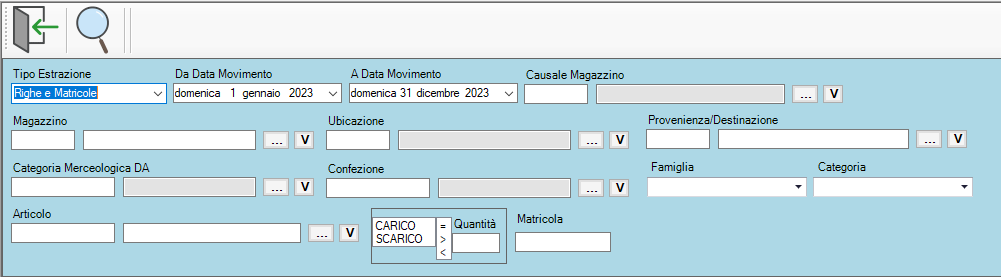 DATI RIGHE E MATRICOLE