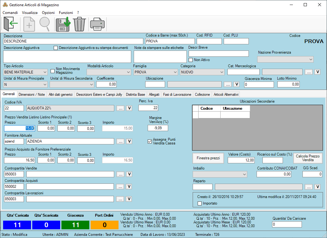 MODIFICA MANUALE PREZZI