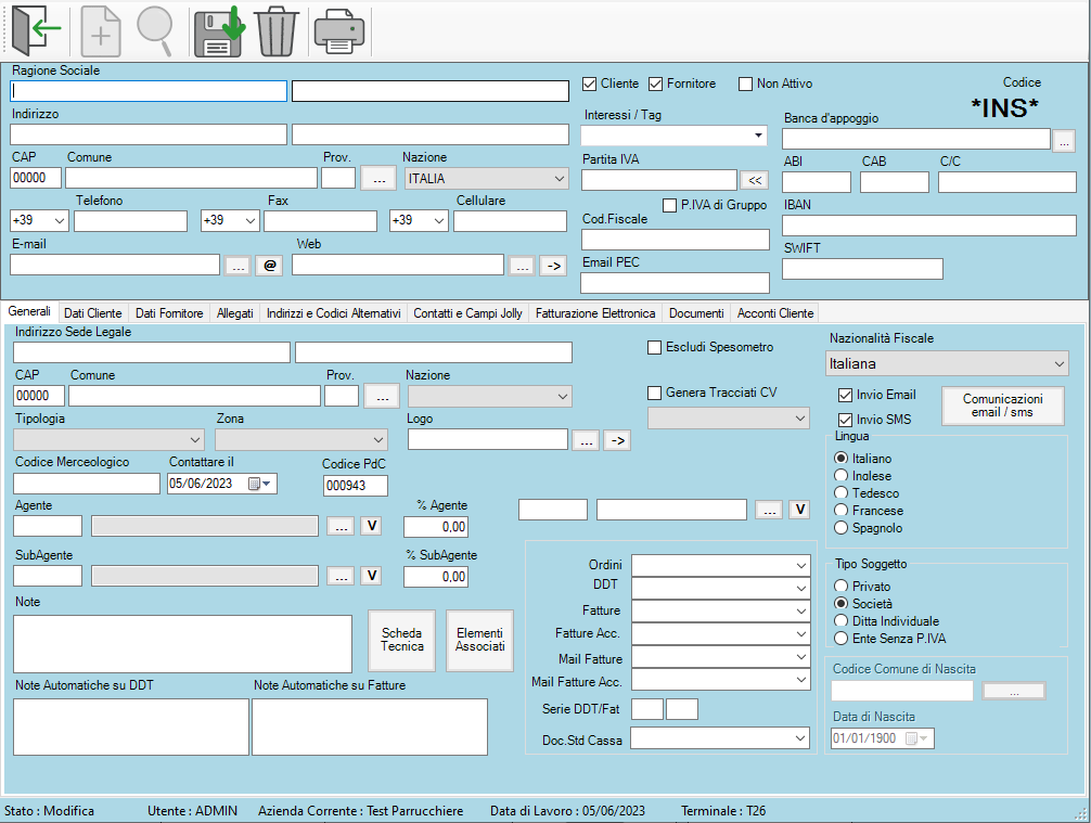 NUOVA SCHEDA ANAGRAFICA