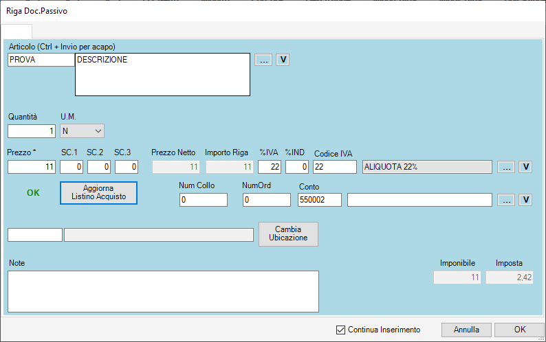 REGISTRAZIONE ARTICOLO