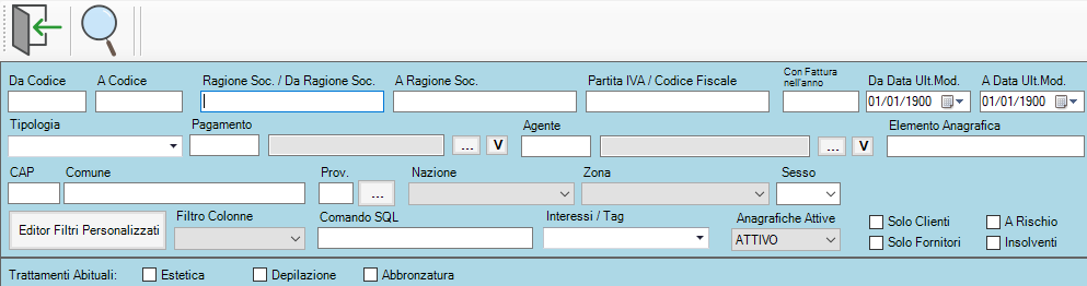 RICERCA CLIENTE ESISTENTE - BARRA