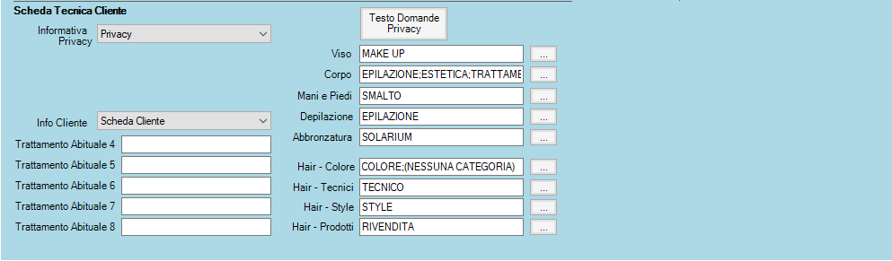 SCHEDA TECNICA (configurazione)