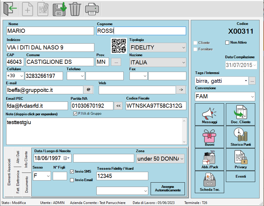 SPECIFICHE CLIENTE SEMPLIFICATE